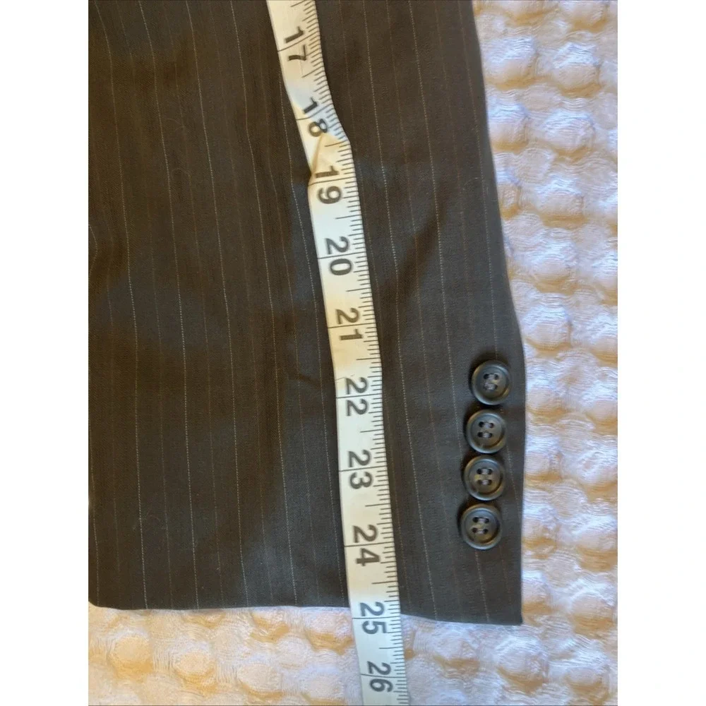 JOSEPH &‎ FEISS Super 100's Wool Pin Striped Dark Gray Blazer Size 46 Long